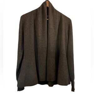 REPEAT Charcoal Gray Shawl Collar Open-Front Cardigan Cashmere Sweater Small